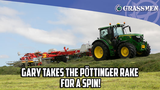 Gary takes the Pöttinger rake for a spin!