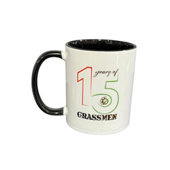 "15 Year's of GRASSMEN" Anniversary Two Toned White Ceramic Mug