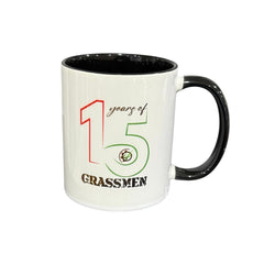 "15 Year's of GRASSMEN" Anniversary Two Toned White Ceramic Mug