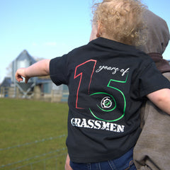 "15 Year's of GRASSMEN" Kids Unisex Black Anniversary T-Shirt