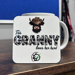 "This Granny loves her herd" Wooden Coaster