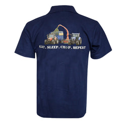 Massey 6290 & New Holland T7060 - Eat, Sleep, Chop, Repeat Design Navy Polo Shirt