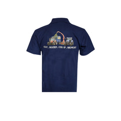 "Massey 6290 & New Holland T7060 - Eat, Sleep, Chop, Repeat." Kids Navy Polo Shirt