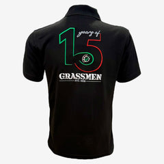 "15 Year's of GRASSMEN" Adults Black Anniversary Polo Shirt