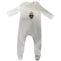 "GRASSMEN Mooey Christmas" Baby White Sleep Suit