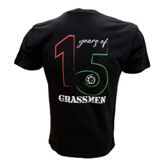 "15 Year's of GRASSMEN" Adults Unisex Black Anniversary T-Shirt
