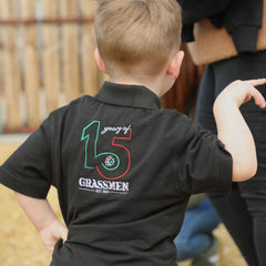 "15 Year's of GRASSMEN" Kids Black Anniversary Polo Shirt