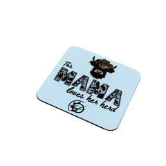 "This Mama loves her herd" Wooden Coaster