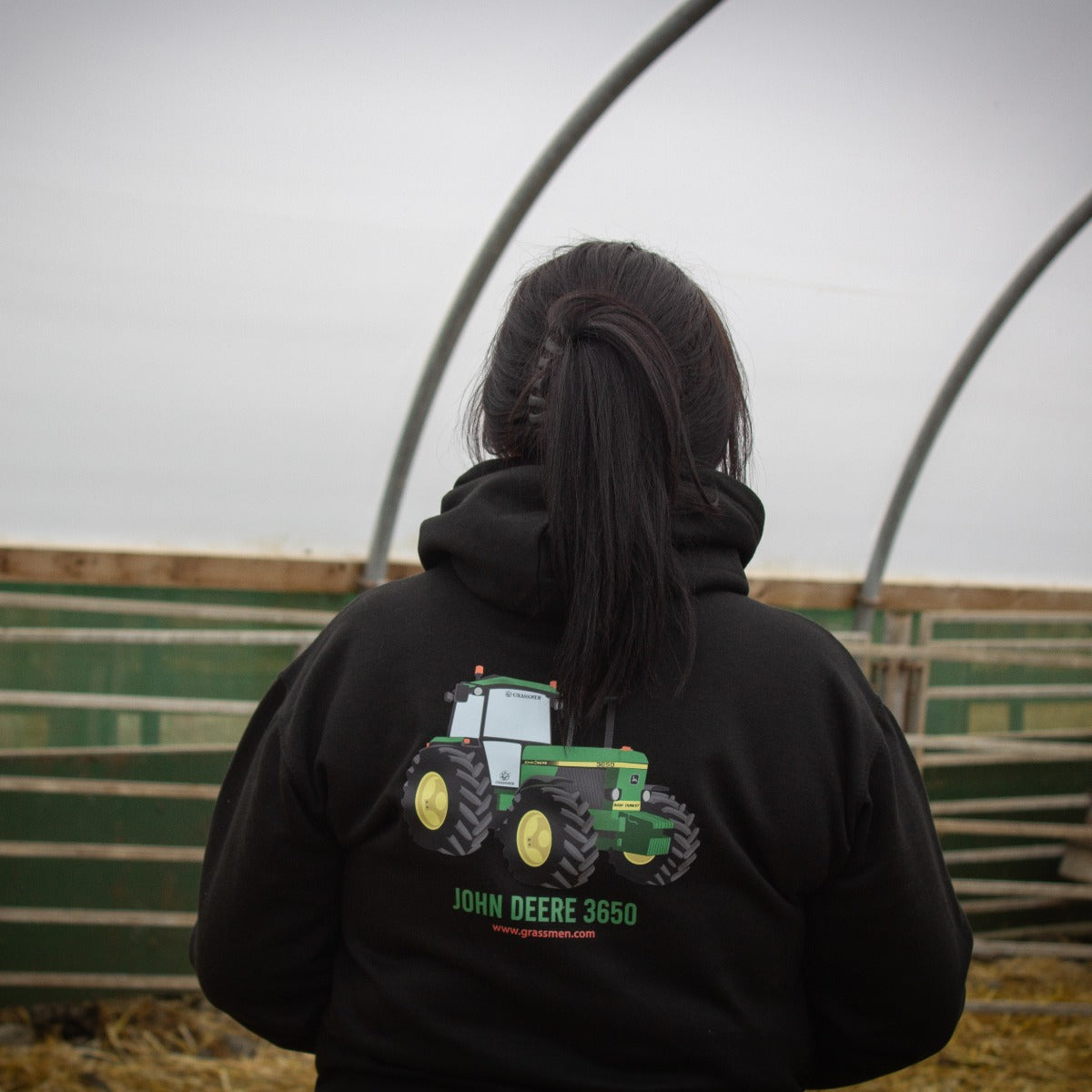 GRASSMEN John Deere 3650 Baby Donkey Kids Black Hoodie Grassmen