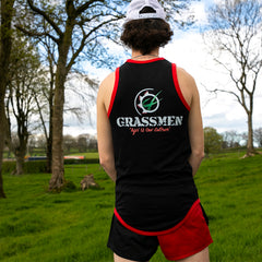 "GRASSMEN" Shearing Singlet Vest Kids Black & Red