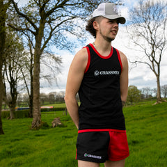 "GRASSMEN" Shearing Singlet Vest Kids Black & Red