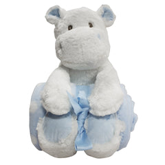 "GRASSMEN" Blue Hippo Teddy & Blanket