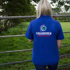 "GRASSMEN"Unisex Adults  Royal Blue Polo Shirt