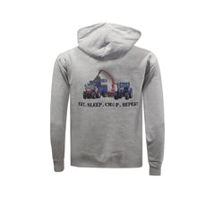 "Massey 6290 & New Holland T7060 - Eat, Sleep, Chop, Repeat." Kids Heather Grey Hoodie