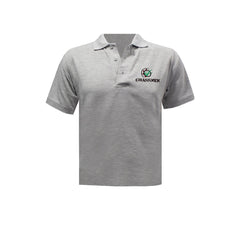 "John Deere 7R 350 & New Holland TM140 - Eat, Sleep, Chop, Repeat." Kids Heather Grey Polo Shirt