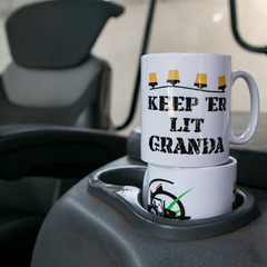 "Keep 'Er Lit Granda" White White Ceramic Mug