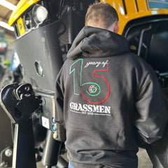 "15 Year's of GRASSMEN" Adults Black Anniversary Hoodie