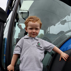 "Massey 6290 & New Holland T7060 - Eat, Sleep, Chop, Repeat." Kids Heather Grey Polo Shirt