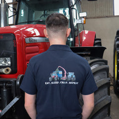 Massey 6290 & New Holland T7060 - Eat, Sleep, Chop, Repeat Design Navy Polo Shirt