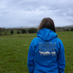 "Just trying to get my sheep together" Electric Blue Unisex Adults Hoodie