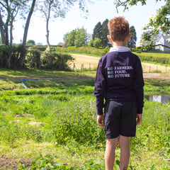 "NO FARMERS. NO FOOD. NO FUTURE." Kids Cotton Rugby Jersey Long Sleeved Navy