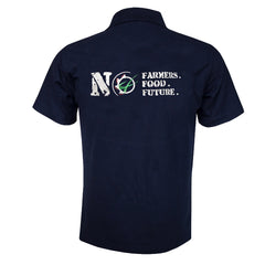 "NO FARMERS. NO FOOD. NO FUTURE." Unisex Adults Navy Polo Shirt