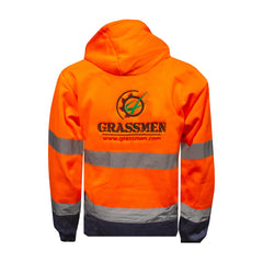 "GRASSMEN" Unisex Adults Hi-Vis Hoodie Orange/Navy