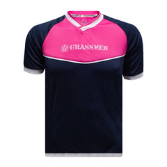 "GRASSMEN" Unisex Adults Pink & Navy Adults Rugby Top