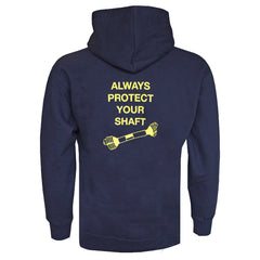 "ALWAYS PROTECT YOUR SHAFT" Unisex Adults Navy Hoodie