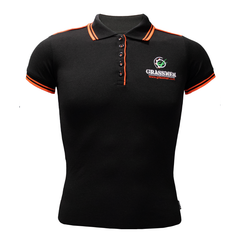 Black polo shirt with orange trim hotsell